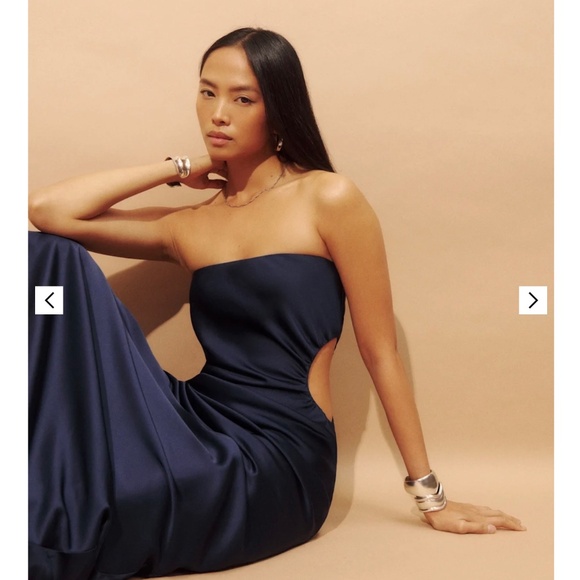 Reformation Nevaeh Satin Dress Blue - Size M - Picture 2 of 2